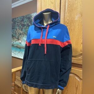 Lacoste Men's Black, Blue, and Red Hoodie